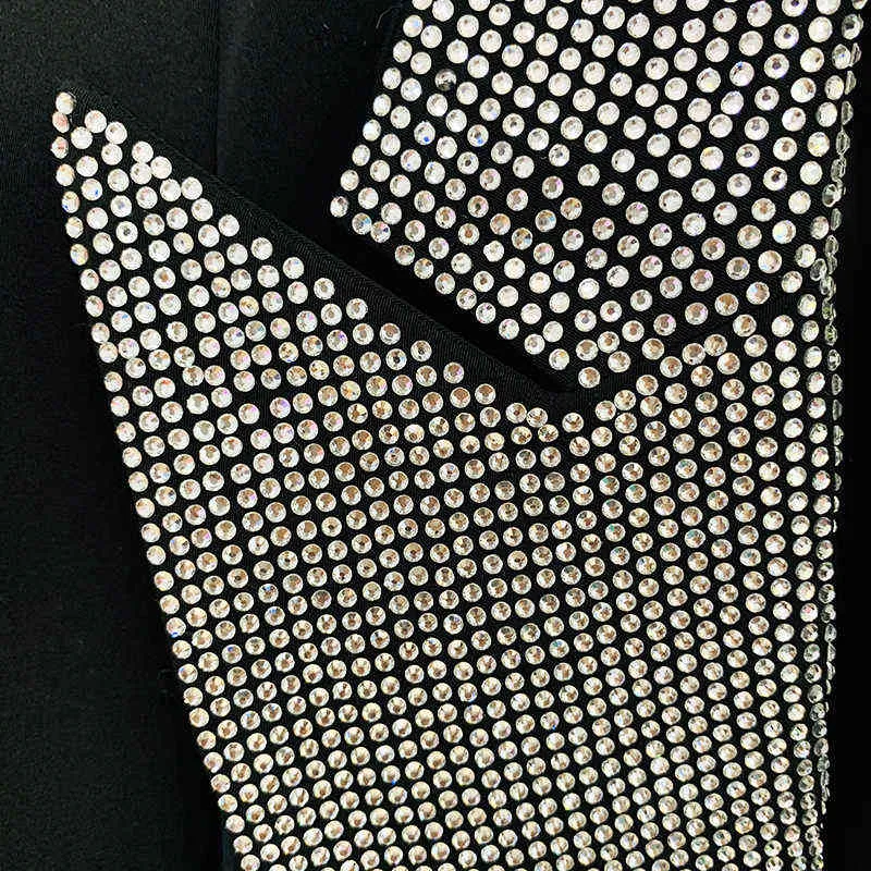 HIGH STREET est veste de créateur de mode pour femmes élégant épaule Strass diamants perlé Blazer 211116