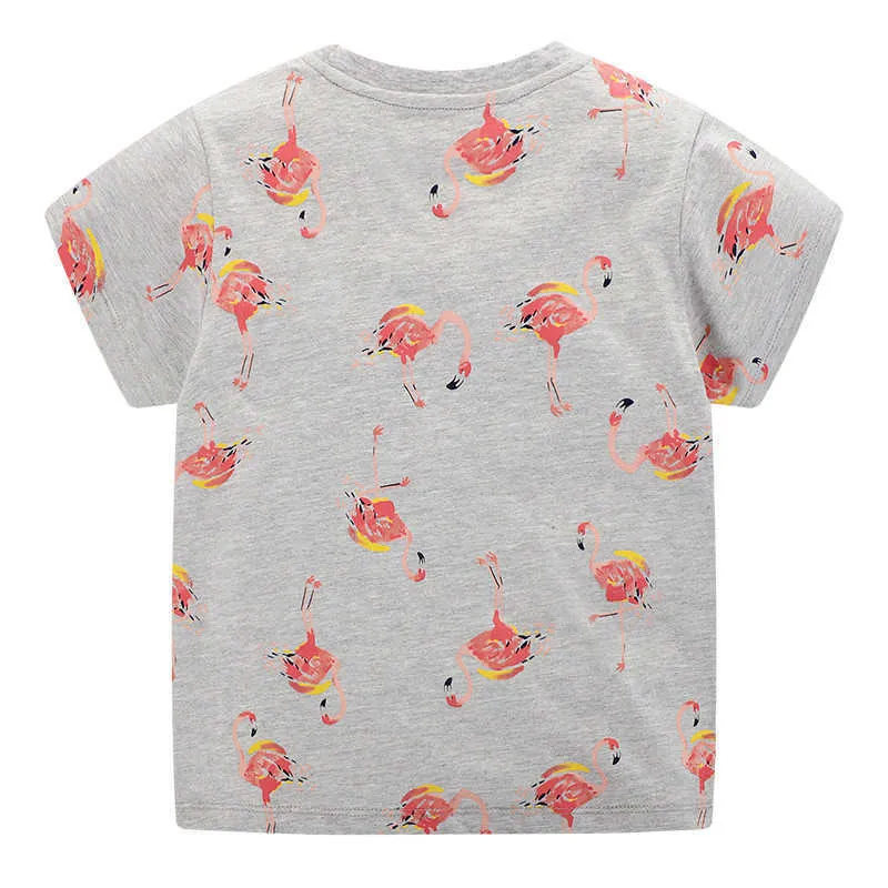 Hoppmätare Djur Applique Girls T Shirts Stripe Summer Baby Kläder Mode Bomull Barn Tees Toppar 210529