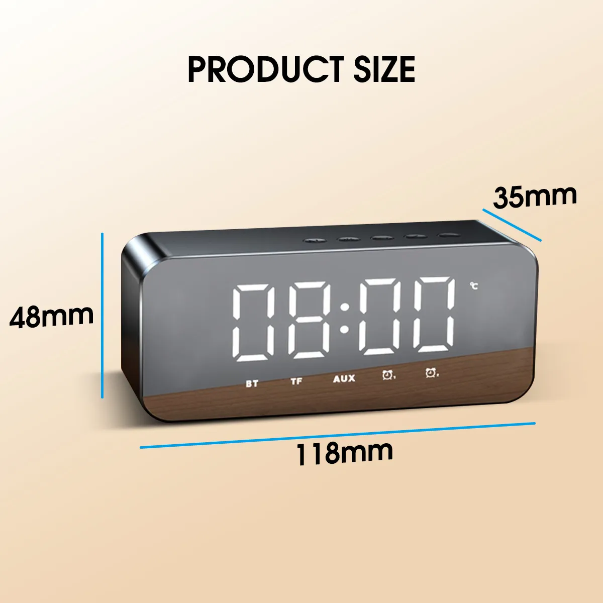 Fonken Draadloze Bluetooth Speaker Box Time Alram Clock Temperatuur TF-kaart Draagbare Muziek FM Radio Ontvanger Computer Telefoon