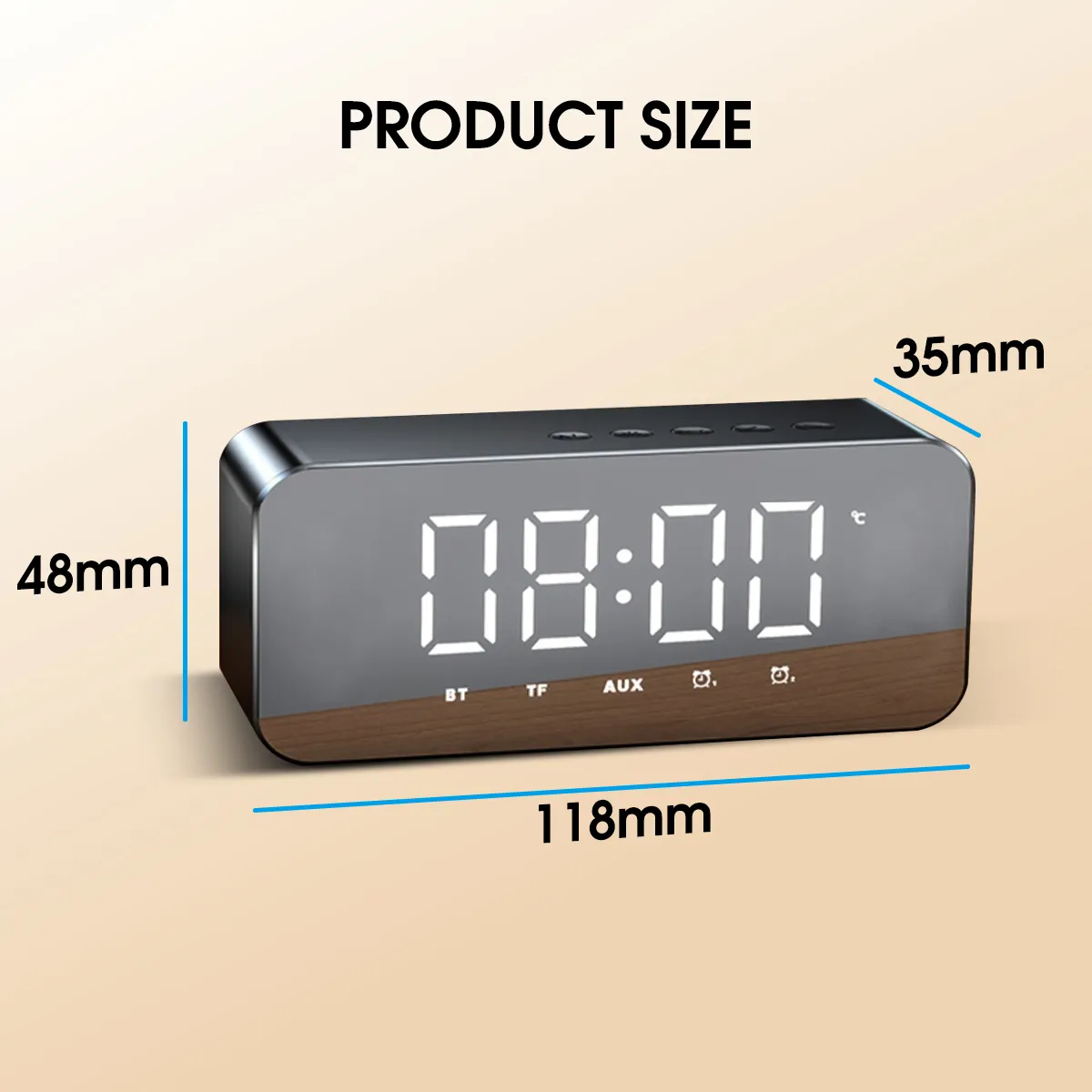 Mini Wireless Bluetooth Speaker Small Alarm Portable Bass Music Fm Radio Digital Watch LED Electronic Desktop Clock