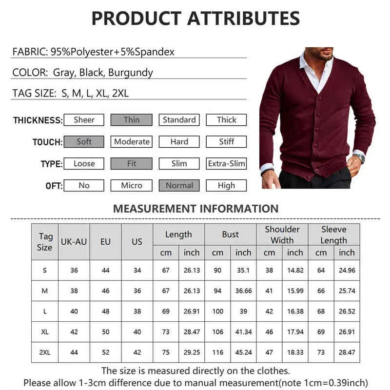 Mäns Cardigan Toppar Sticka Cardigan Button Up Solid Färg Tunn Sweater Coat Långärmad Varm Casual Toppar Male Daily Tunics 211221