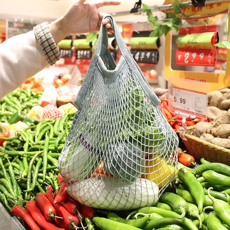 Домашние сумки для хранения Многоразовые сумка для покупок фрукты овощи продуктовый мешок покупатель сетка сетка сетка из тканых хлопчатобумажных ручной работы