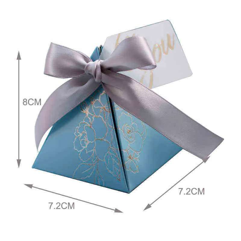 Pirámide triangular Caja de dulces Favores de boda y caja de regalo Caja de papel Embalaje para decoración de bodas Baby Shower Party Supplies 211108