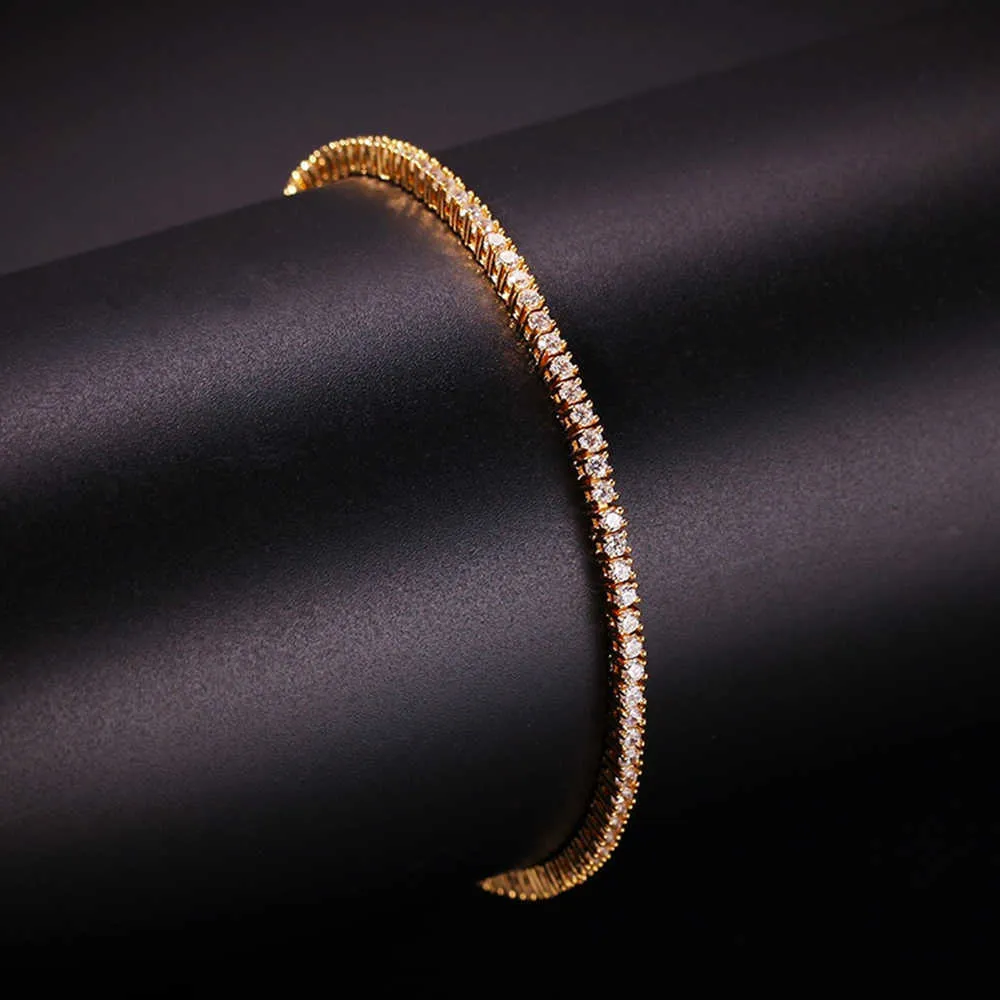 2mm-5mm Cubic Zirconia Of 7/8/9 inch Tennis Bracelet Copper Jewelry White/Gold Plated Bangle 210609