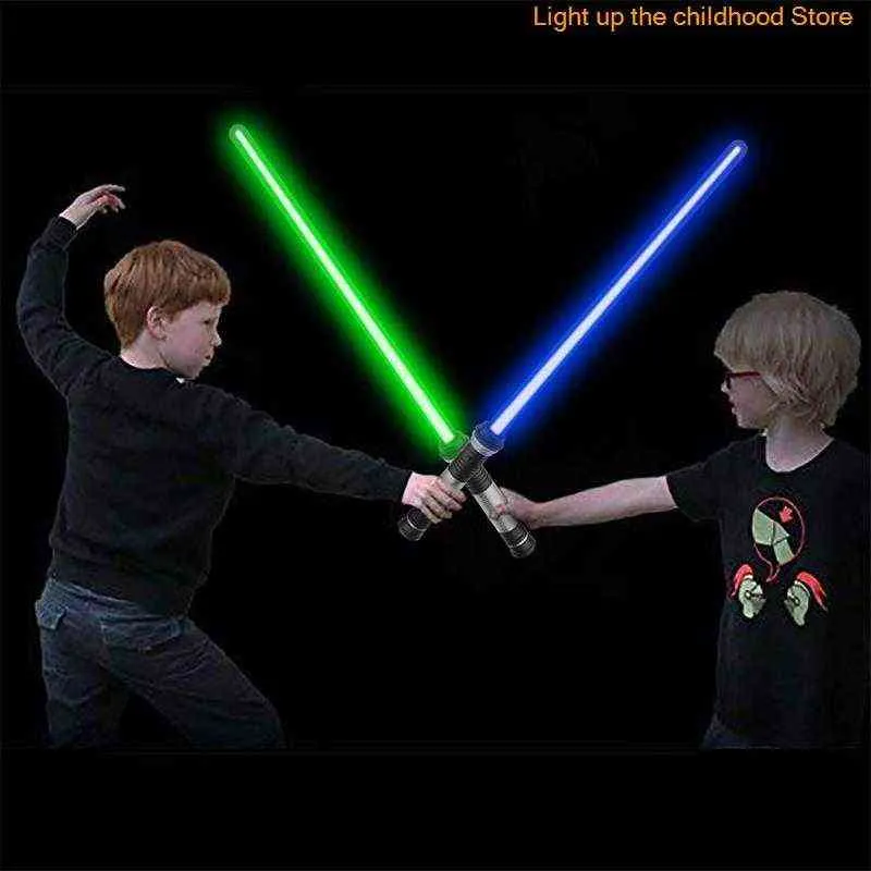 2 pièces nouveaux jouets sabre Laser télescopique brillant épée Cosplay éclairage musique étoile Laser jouets épées enfants jouets garçons Y1123290J