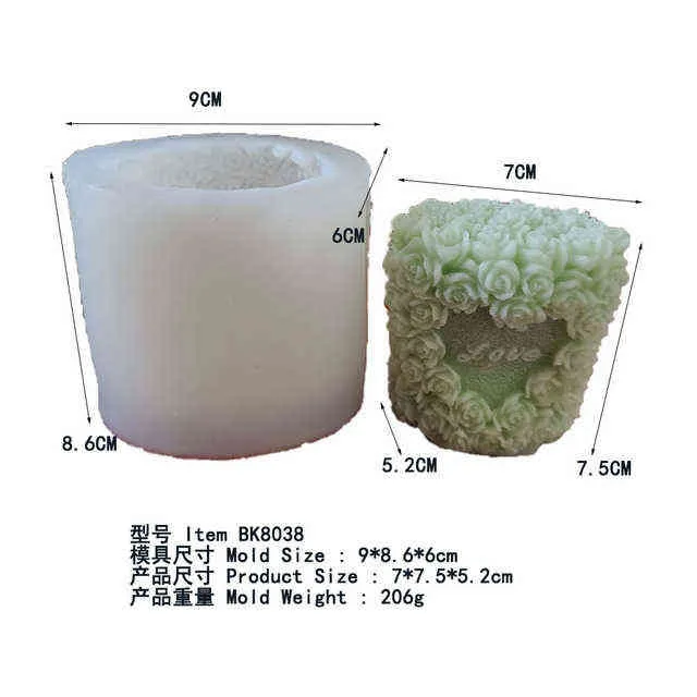 3D Rose Flower Candle Silicone Mould DIY Gypsum plaster molder molder morm silicone soap aboulds h12224824059