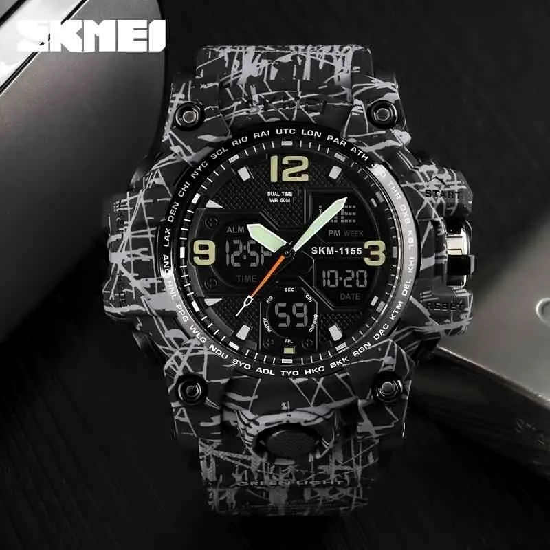 Skmei Luxus Denim Style Sports Uhren Männer Mode digitale Quarz Uhr wasserdichte lässige militärische Handgelenk Uhr Relogio T200256g