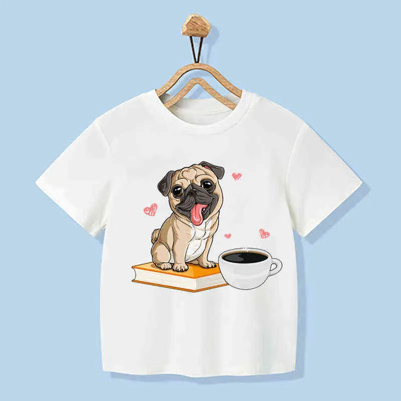 Camisa de verão para meninas Meninos Cool Pug Roller Patining Animal Cópia Tshirt Kawaii Crianças Roupas T-shirt engraçado do cão, YKP011 G1224