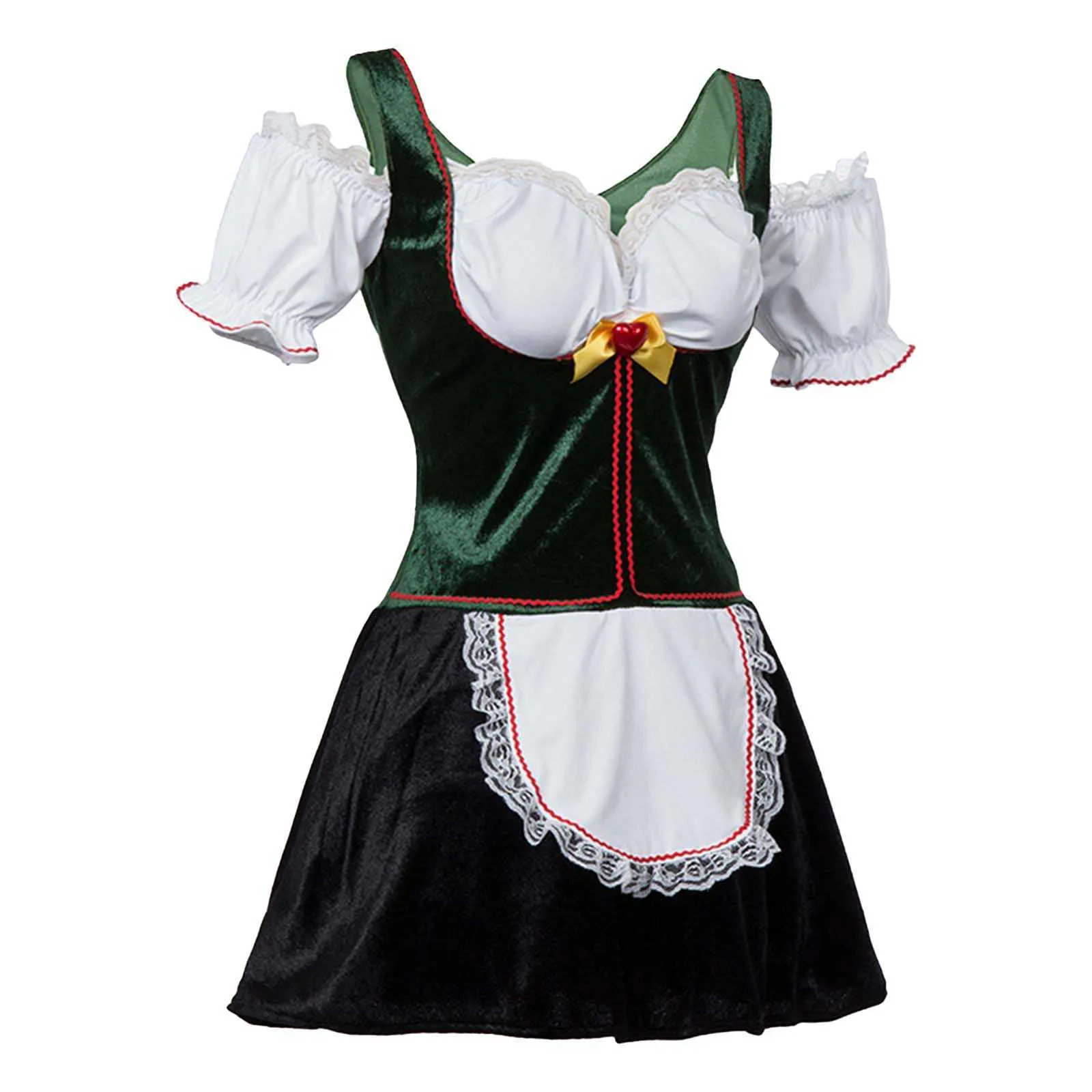 Donne tradizionale birra tedesca Wench Costume Halloween Party Cosplay adulto bavarese Oktoberfest Dirndl vestito di velluto con grembiule Y0913