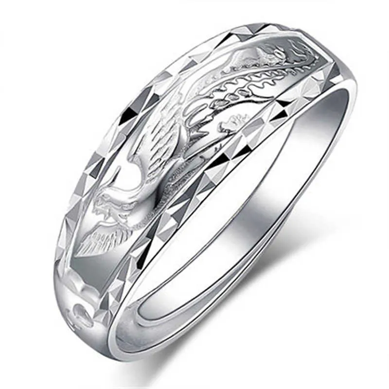 Bagues pour femmes en cristal plaqué argent, bijoux Dragon Phoenix, bague pour amoureux de la saint-valentin, style Cluster