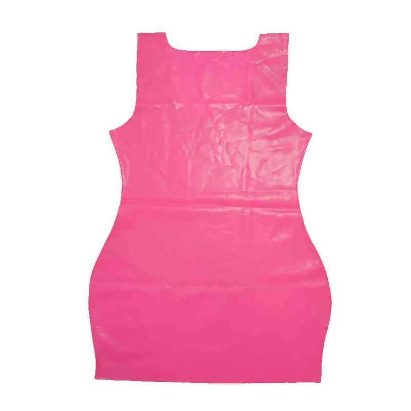 Svart, röd, rosa latexklänning för kvinna shapewear sexig bodysuit ovanför knä penna klänningar mini väst sömlös form klänning y1204