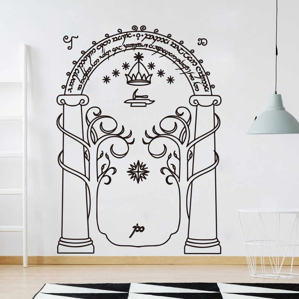 Film autocollant mural Mines de Moria porte enfants chambre décoration pépinière intérieur Stickers muraux garçons dortoir décor à la maison Y747 2106156222712