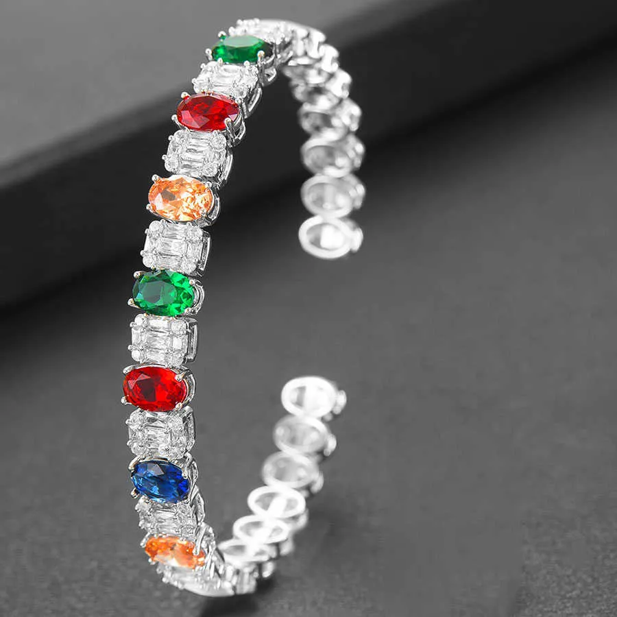 Godki Trendy Luksusowe Włochy Bransoletka Mankiet Dla Kobiet Ślub Pełna Cubic Cyrkon Crystal CZ Dubaj Bransoletka Party Jewelry2019 q0720