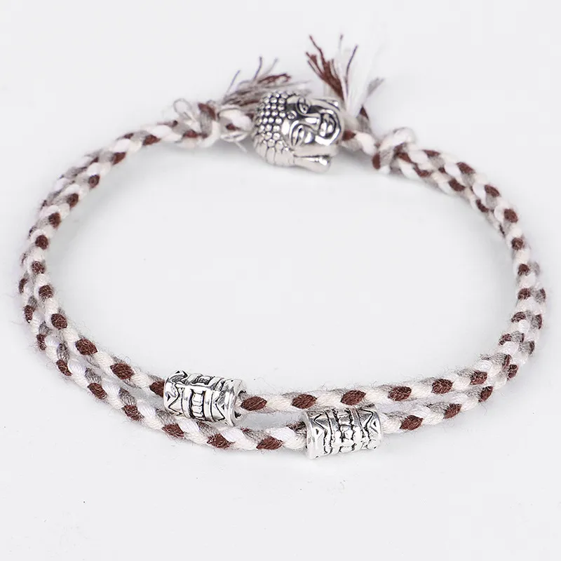 Bijoux Bracelet de tête de Bouddha tibétain frottant la main Wen Ligne Rope Hand Woven Cotton Bracelet Ajustement Taille