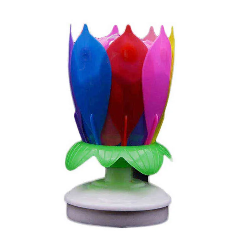 Lotus Musical świeca Lektroniczna muzyka urodzinowa świeca podwójna obrotowa świeca lotos