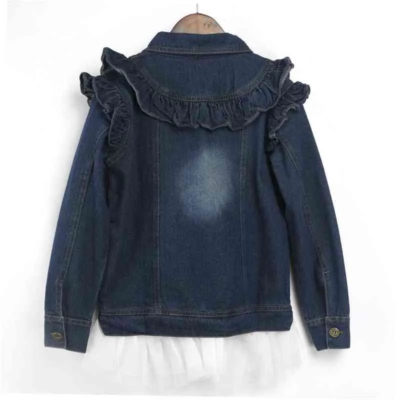 Capispalla ragazze Vestiti bambini Autunno Inverno Moda Orlo in pizzo Bambino Bambini Giacca di jeans Manica lunga Volant Jean Cappotto 211204