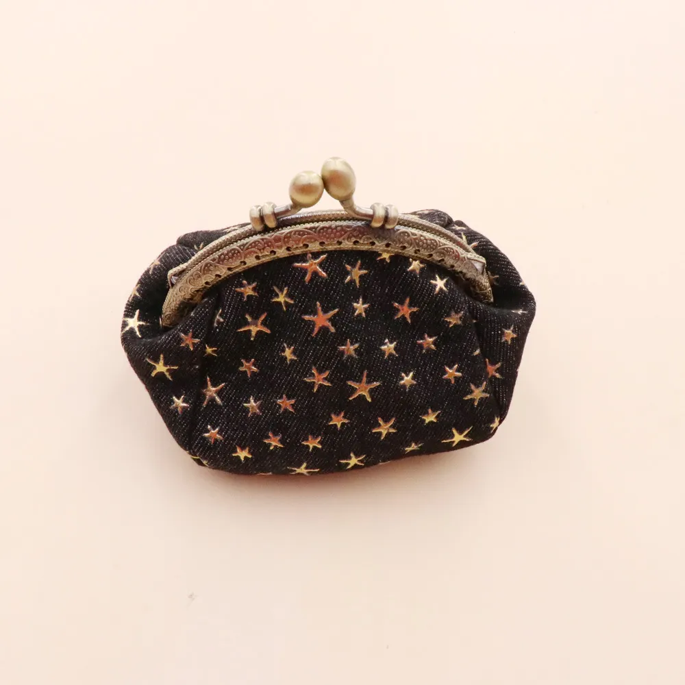 Denim Fabric Five-Pointed Star Creative Small Wallets Holding Coin Bag Key Card Case