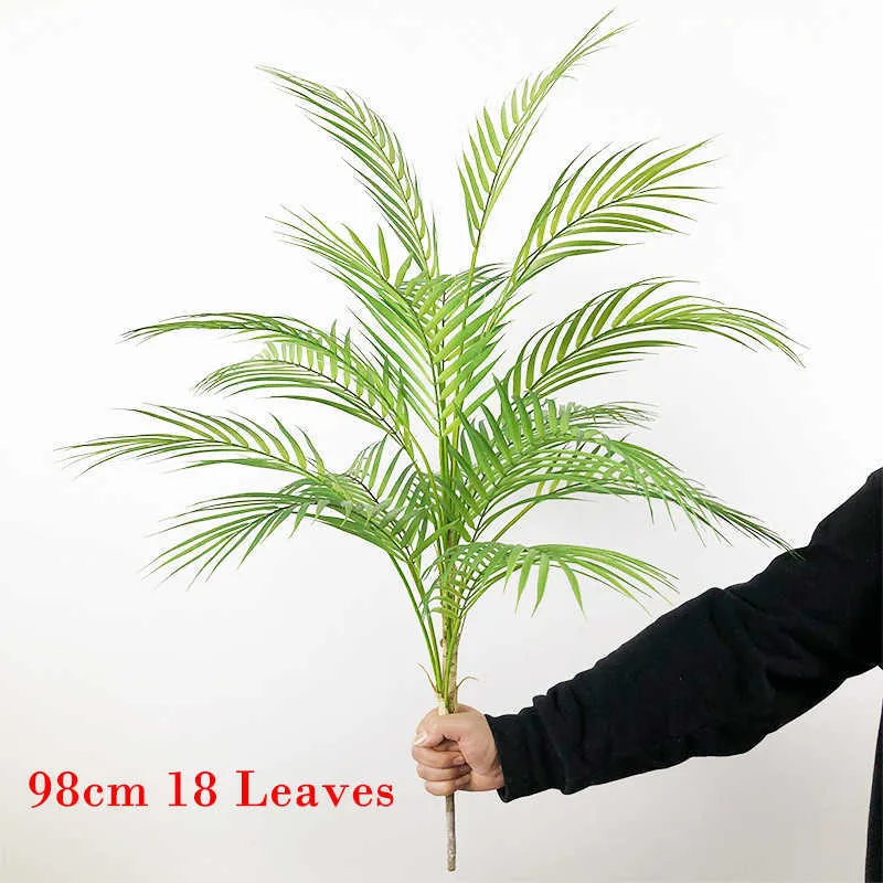 80-98cm Grande palma artificiale Piante tropicali Falso Monstera Alto Albero in vaso Foglie di plastica la casa Matrimonio Decorazioni esterni 210624