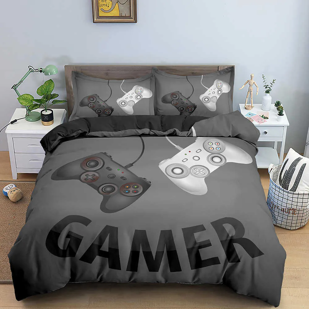 Adolescenti Videogiochi Trapunte Copripiumino Set King Size Gamepad Controller Biancheria da letto bambini Ragazzi Ragazze Gioco giovani 210615249L