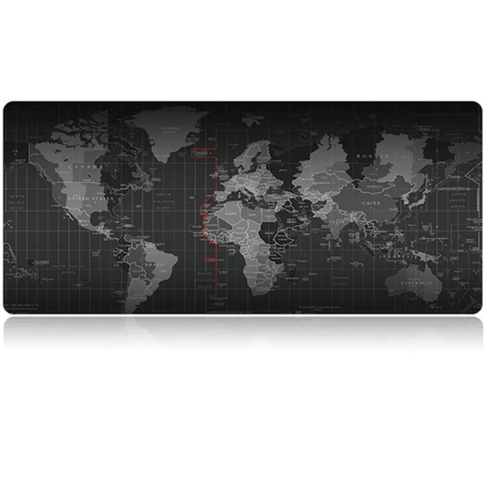 Super grand 900x400mm 800x300mm 700 carte du monde tapis de souris en caoutchouc tablette clavier d'ordinateur tapis de souris de jeu avec verrouillage des bords