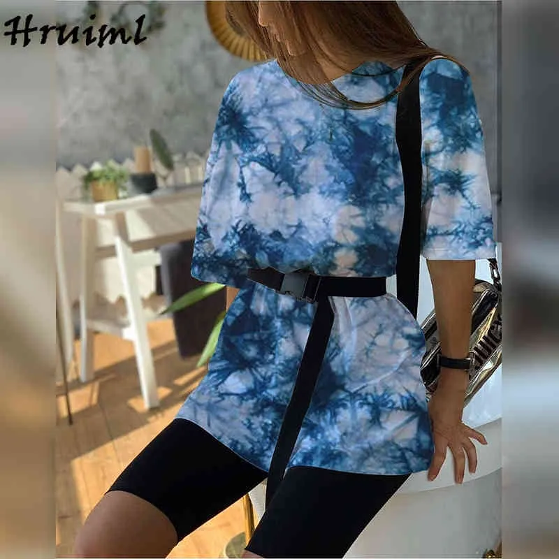 Ropa con estampado de girasol para mujer, moda informal, traje de dos piezas de manga corta holgado, jersey con cintura elástica, Ubrania Damskie 210513