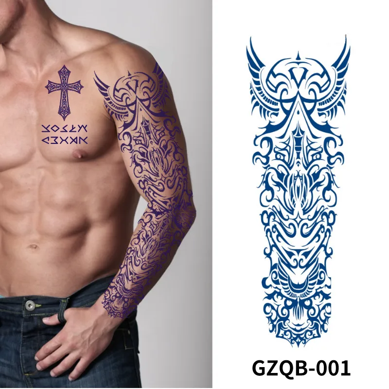 TS004 45x15.5 cm autoadesivo del tatuaggio temporaneo corpo nudo impermeabile di grandi dimensioni tatuaggi a manica lunga del braccio design 3d