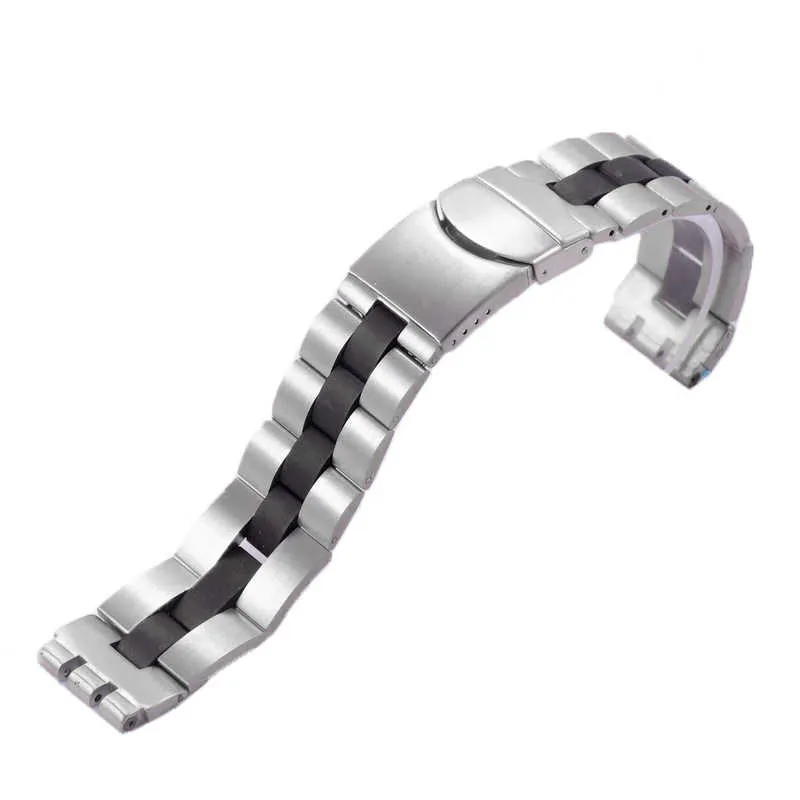 إكسسوارات ساعات Swatch Ycs Yas Ygs Irony Strap Silver Solid Stainless Steel Watchband Men's / Women's Metal Bracelet Stock H0915