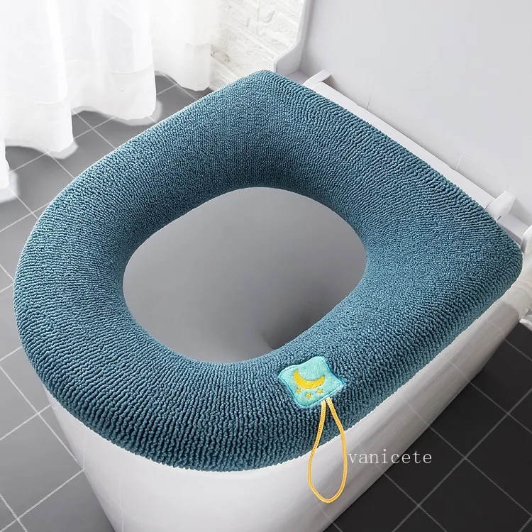 Hiver plus chaud siège de toilette couverture tapis salle de bain coussin coussin avec poignée plus épais doux lavable Closestool par mer T2I53211