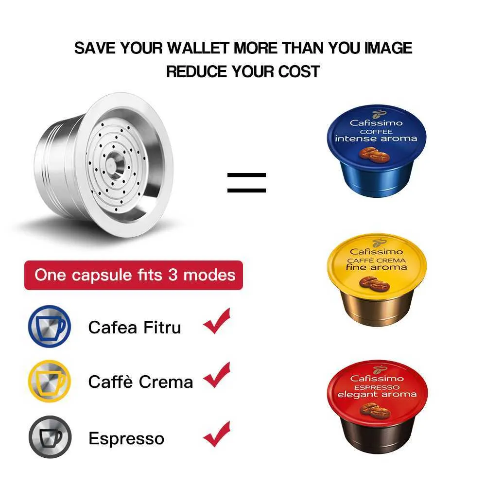 Reusable Coffee Filters for Tchibo Cafissimo Classic Coffee Capsule Refill Pod For Caffitaly K-fee Coffee Machine 210712