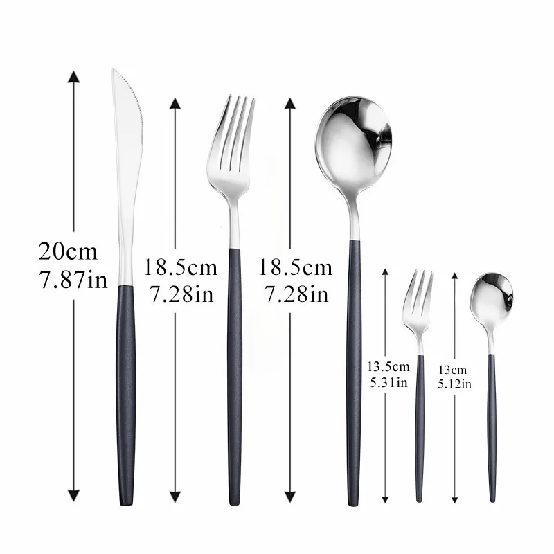 Cena de cubiertos de oro Juego de vajillas de acero inoxidable Conjunto de vajillas de oro de 30 piezas Spoon Spoon Fork Lnife Cena de cocina Flatware Western 2297E