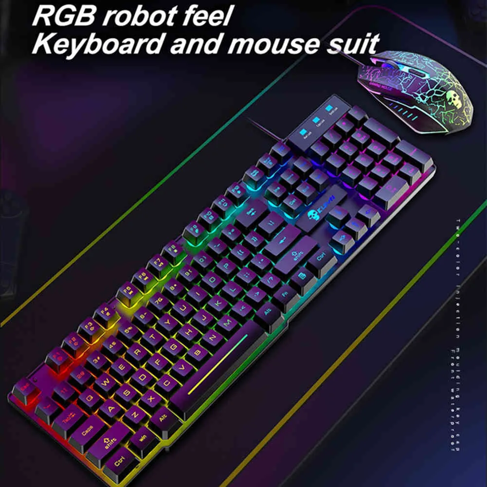 RGB Backlit USB Wired Gaming Set Toetsenbord Muis Kit Gamer Ergonomische mechanische Feel PC-laptop