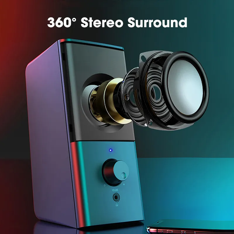 USB Computer 4D Stereo Surround Sound Bar PC Lautsprecher Mini Subwoofer Lautsprecher Heimkino Dual Musik System Altavoces