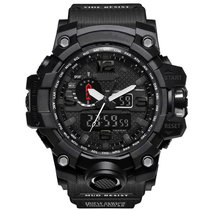 Nuovi orologi sportivi militari da uomo Orologio analogico digitale a LED Orologi da polso resistenti al THOCK Orologio elettronico in silicone Confezione regalo Mo323z