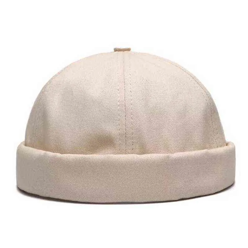 Nouveau Printemps Chapeaux sans bords Hip Hop Beanie Skullcap Street Chapeau tricoté Femmes Hommes Acrylique Casual Solide Citrouille Portable Melon Cap Y21111