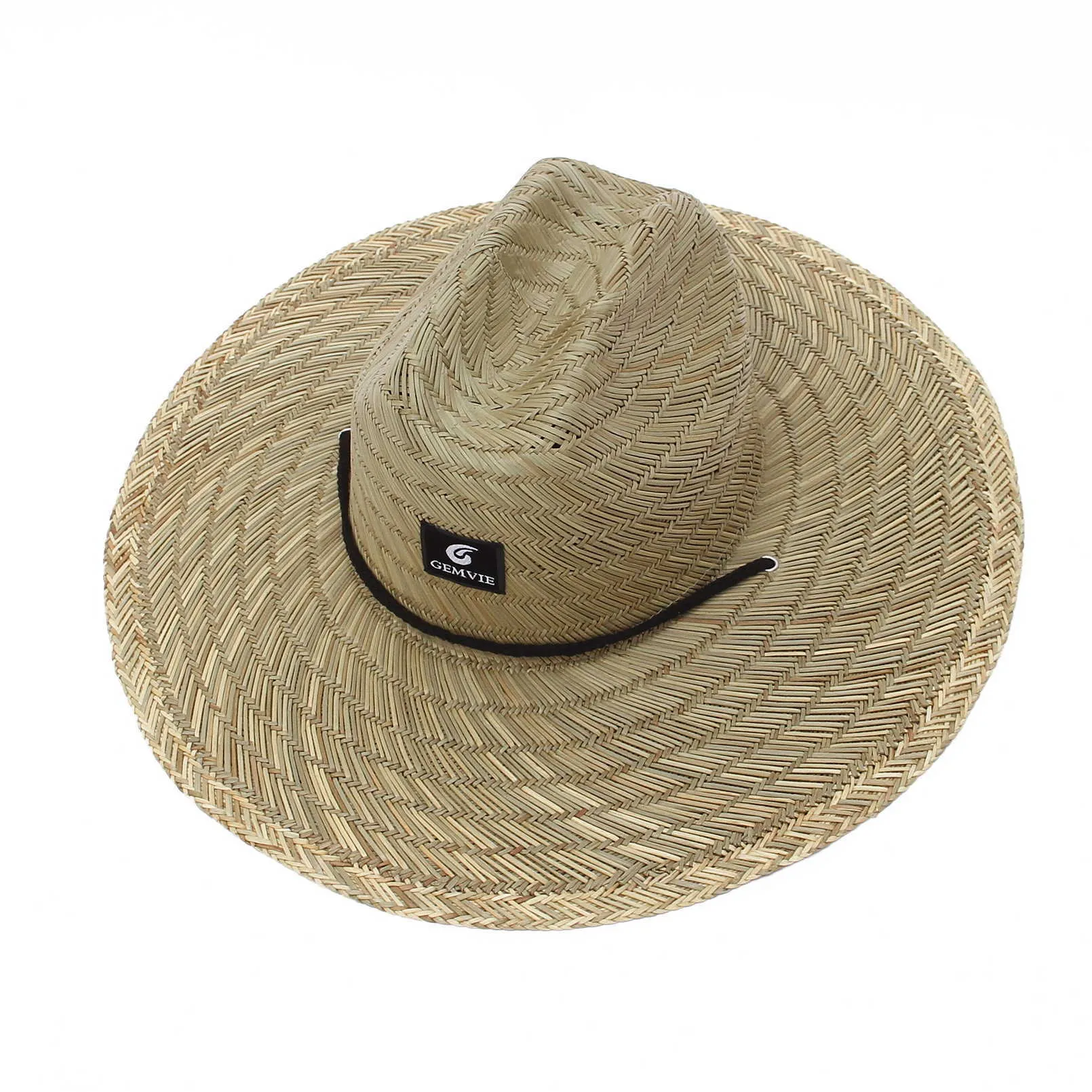 Classico lavoro manuale Donna Uomo Cappello da bagnino Paglia Cappello da spiaggia estivo Cappello da sole a tesa larga esterno Jazz Panama Donna 210608306Q