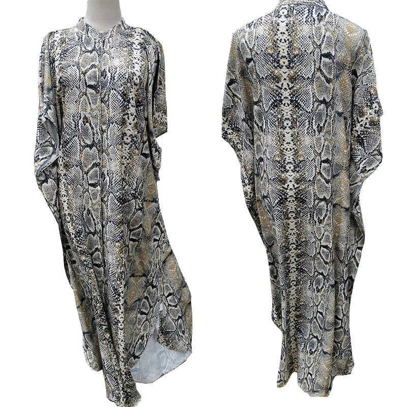 Cover-ups Kaftan Beach Print SnakeSkin Swimsuit cover up Kimono Plage Robe Femme Long Dress Sarong wear 210629