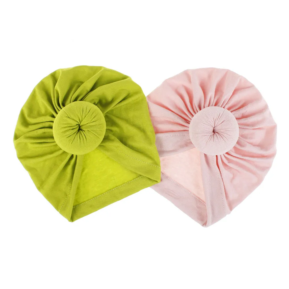 18 couleurs Accessoires pour enfants Nouveau-né Enfant en bas âge Enfants Bébé Garçon Fille Turban Coton Bonnet Chapeau Hiver Chaud Softs Cap Solide Noeud Doux Wrap dd328