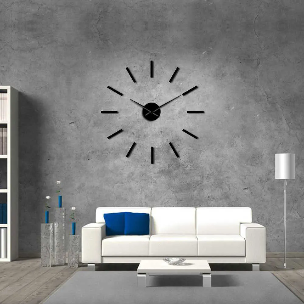 3D Big Acrylic Mirror Effect Wall Clock Simple Design Art Decartz Tyst Sweep Modern Hands Watch 2109132787482