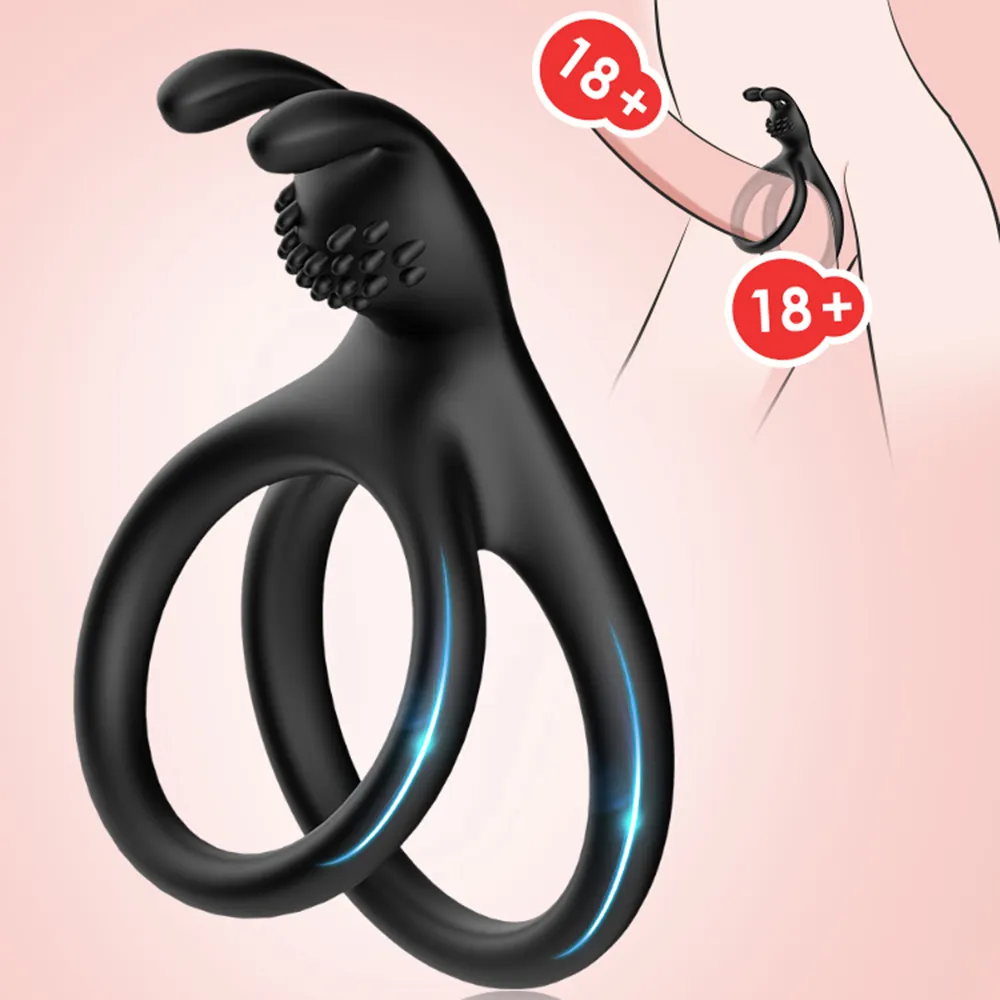 YUTong Silicone Dual Cock Ring Delay Ejaculation för Män Par Naturleksak Vuxen Naturlås Mäns Penis Förstoring Erection Product