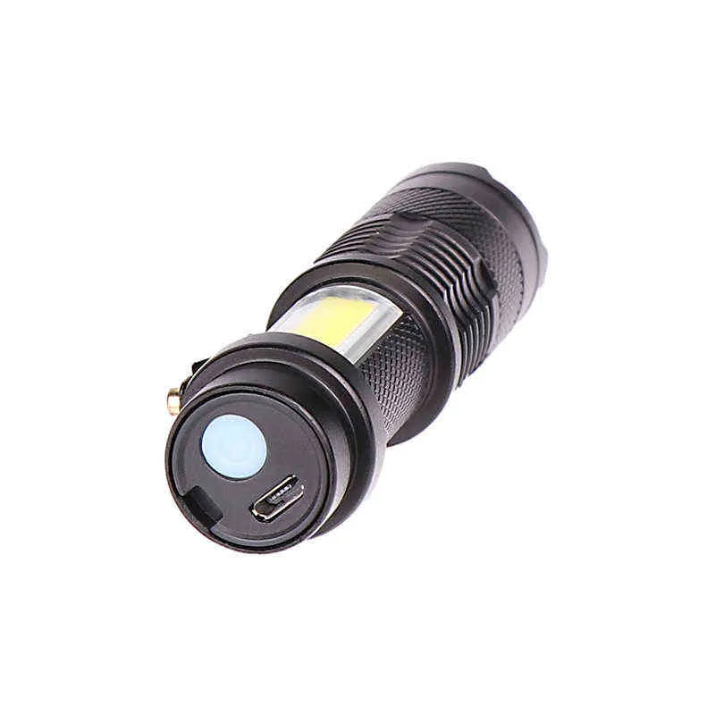 Built-in Battery Usb Charging Led Flashlight XP-G Q5 Cob Led Zoomable Waterproof Tactical Flashlight Lamps Lantern For Camping J220713