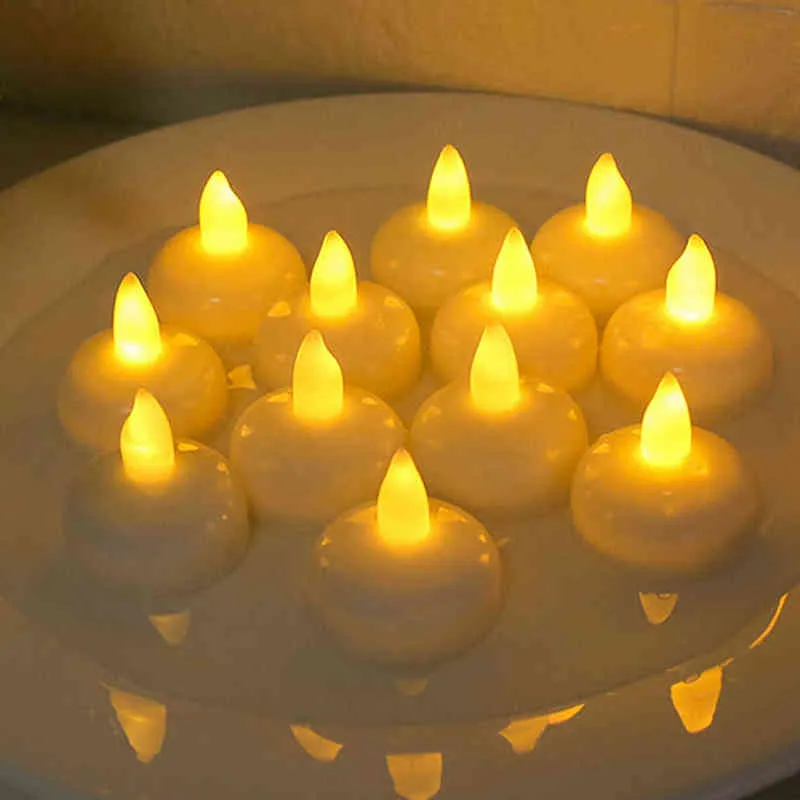 Candela galleggiante senza fiammeless impermeabile stringendo tealights caldo bianco candele LED piscina spa vasca da bagno da sposa decorazione della cena H1222