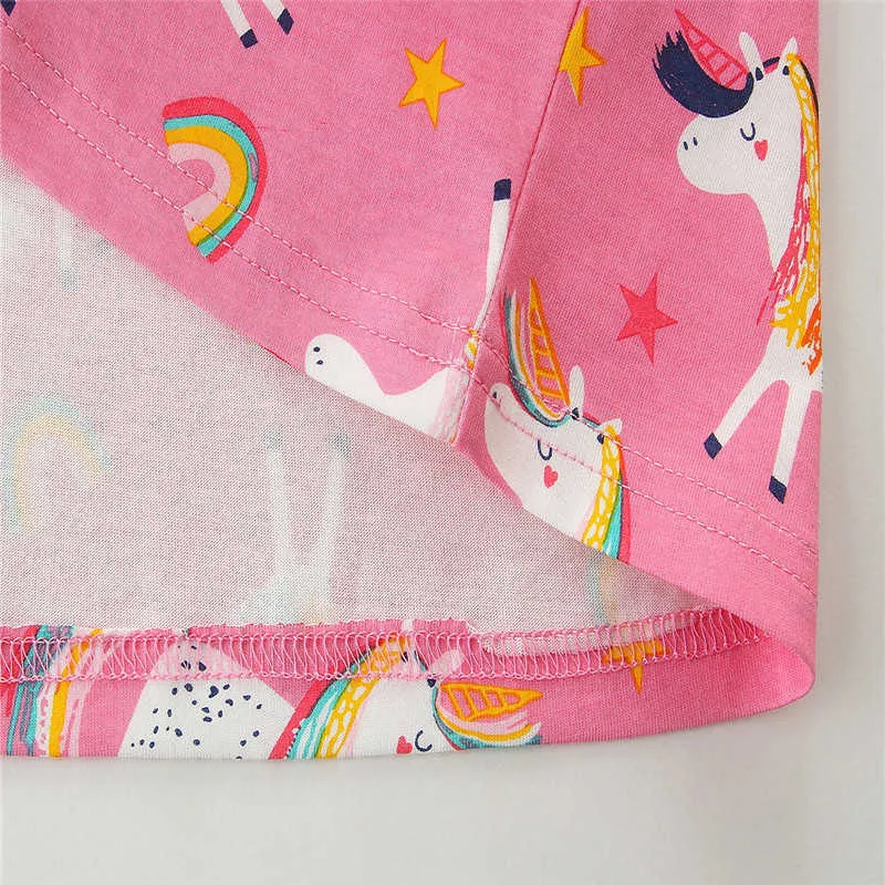 Jumping Meters Unicorn Girls Dresses Cotton Summer Princess Baby Clothing Party Animals Print Cute Children's Costume 210529