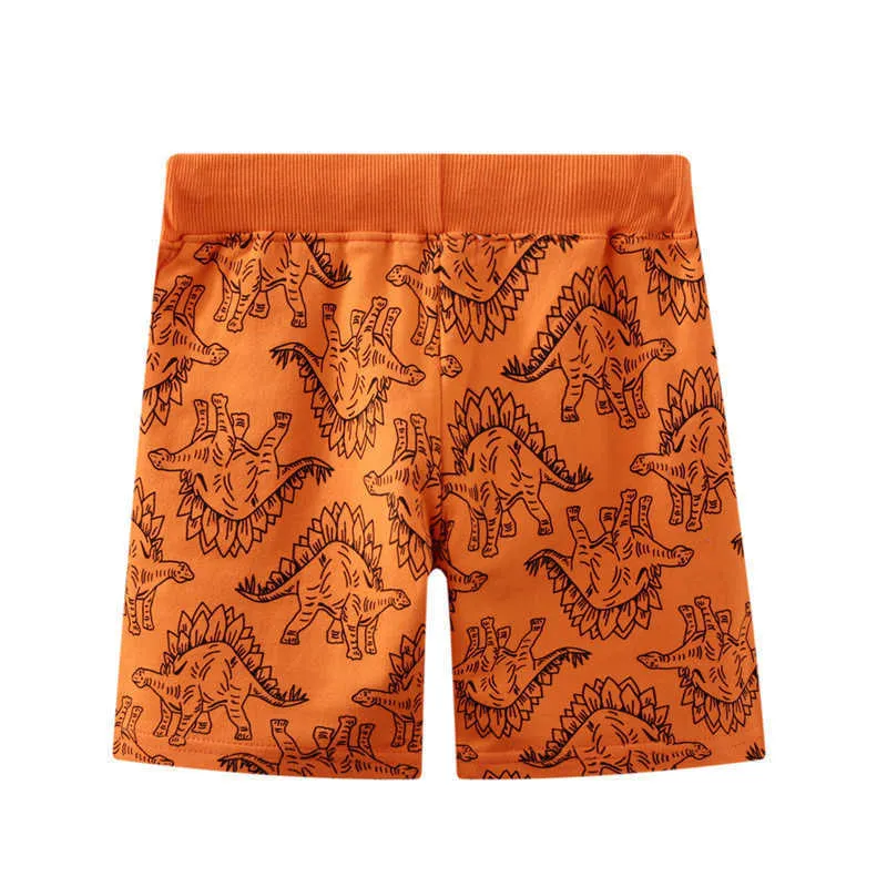 Hoppmätare Sommarbarns shorts med dinosaurier Tryck Fashion Drawstring Kids Byxor Boys Girls Animals Pants 210529