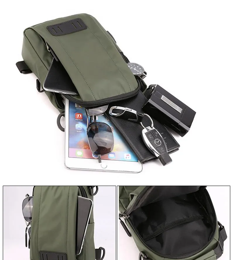 배낭 나일론 남자 배낭 knapsack USB 충전 포트 남성 군사 슬링 메신저 크로스 바디 팩 가방 daypack228f