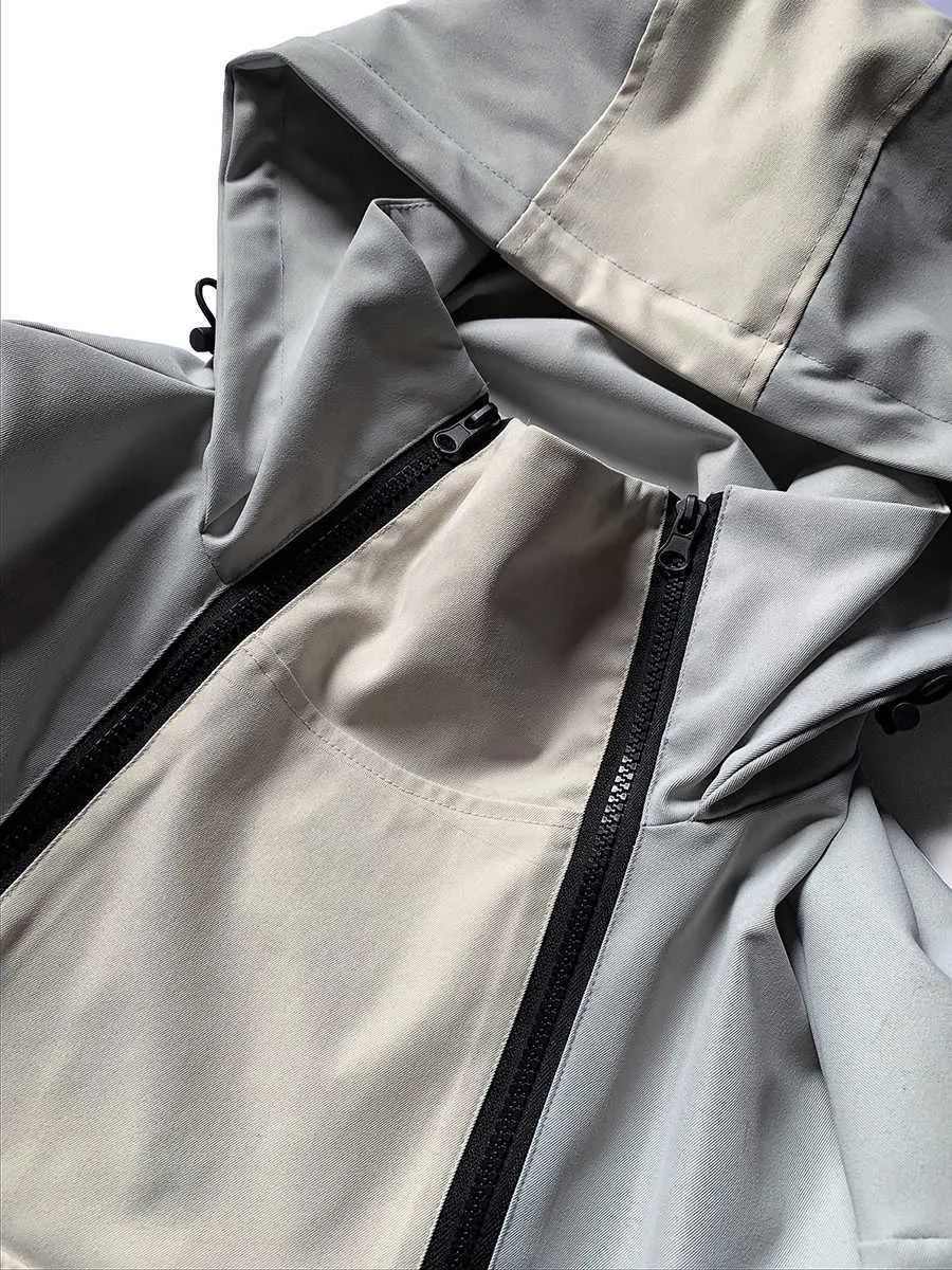 Double Breasted Pockets Turn-Down Collar Anorak Cargo Jacket voor Heren 210811