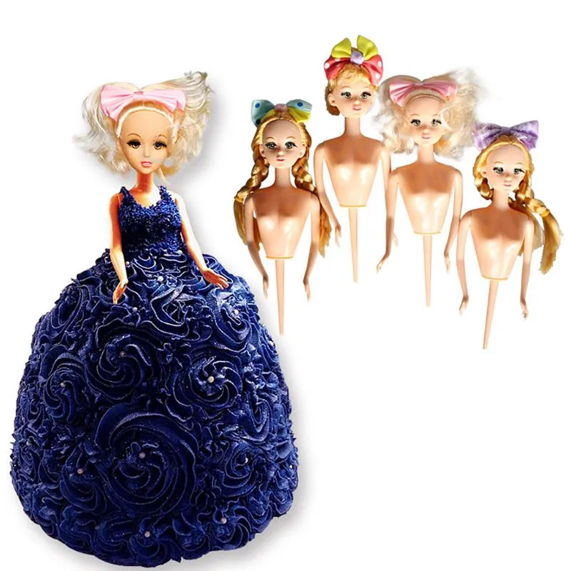 Cadeau d'anniversaire pour enfants bricolage gâteau décore Mini poupée fille jouets sucre tournant moule poupée nue