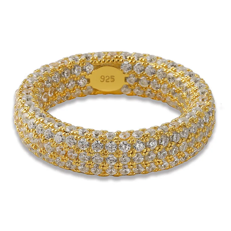 Avec des pierres latérales 925 Bagues de fiançailles en argent Hématite Ensembles de mariage Hip Hop Designer Bijoux Hommes Zircon Amour Bague Iced Out Charms v298M