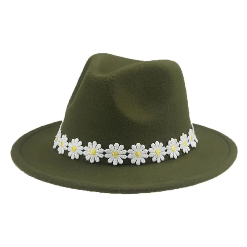 Geniş Memul Şapkalar Fedoras Kadın Sevimli Çiçekler Katı Ebeveyn Kişileri 52cm 58cm Beyaz Siyah Moda Panama Hat Sombreros de Mujer2240