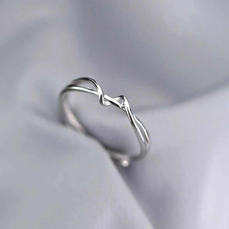 S925 sterling silver damer ring öppning justerbar linje söt enkel geometrisk design mode bröllop smycken grossist x0715