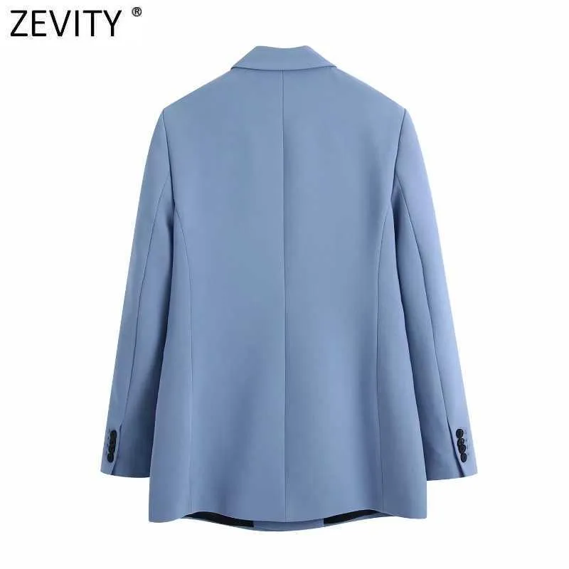 Zevity Femmes Mode Double Blazer Casual Blazer Blazer Bureau Bureau Dames Poches élégantes Outwear Suit Chic Business Tops CT661 210930